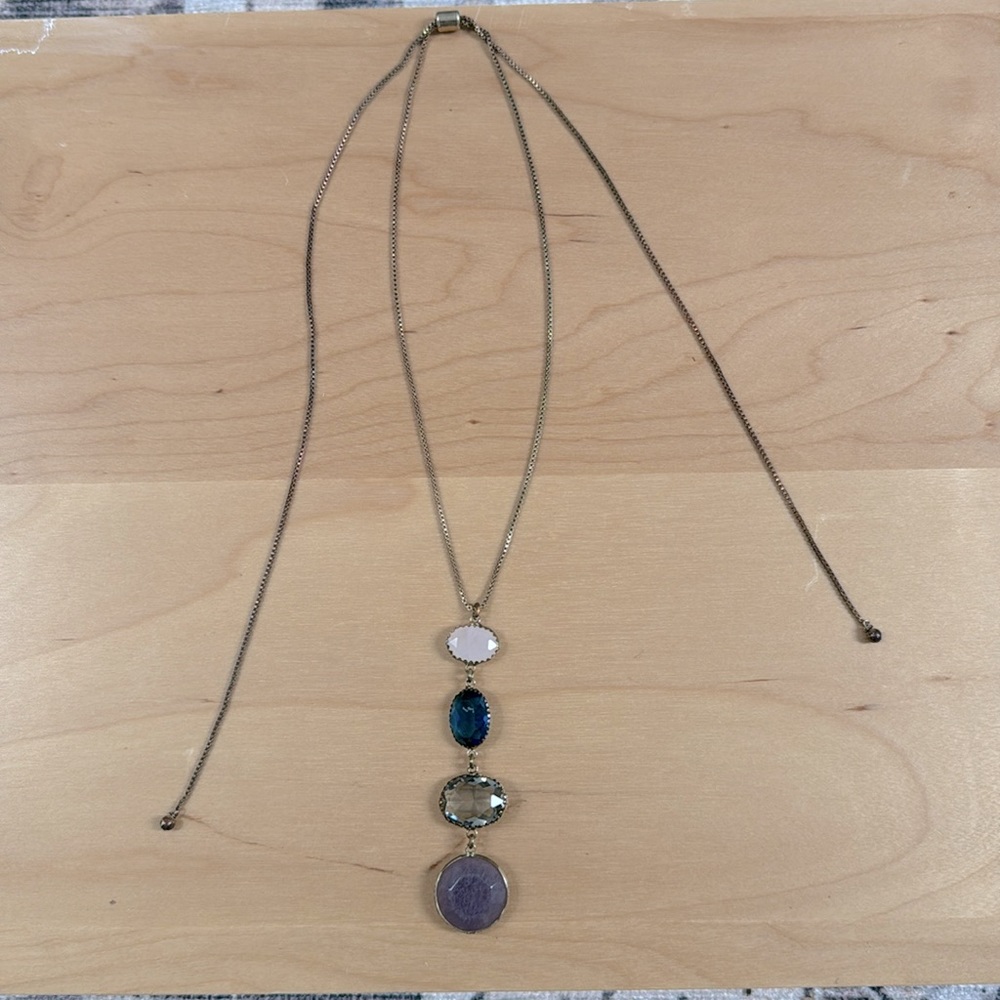 Adjustable stone drop necklace